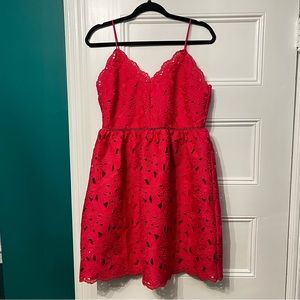 H&M Floral Lace Mini V-Neck Dress Pink Medium